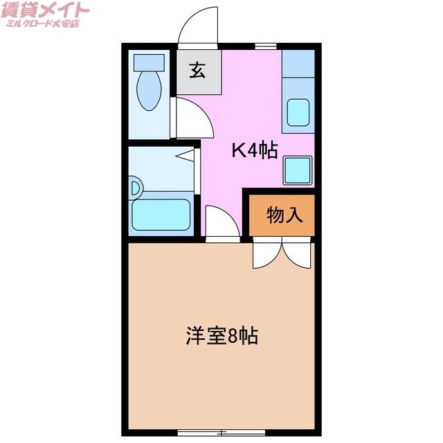 ノムラハイツ(1K/2階)の間取り写真