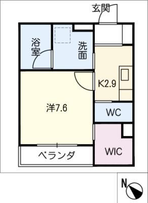 ECRASOLE安城(1K/4階)の間取り写真