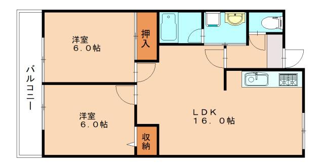 グリーンハイツ足立(2LDK/5階)の間取り写真