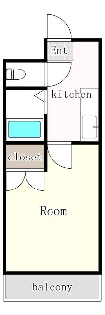 クレシェンド(ワンルーム/4階)の間取り写真
