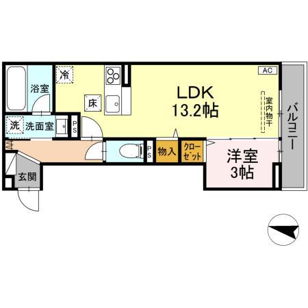 ベルヴィオラ西深津(1LDK/1階)の間取り写真