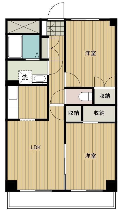 マンション扶双(2LDK/1階)の間取り写真