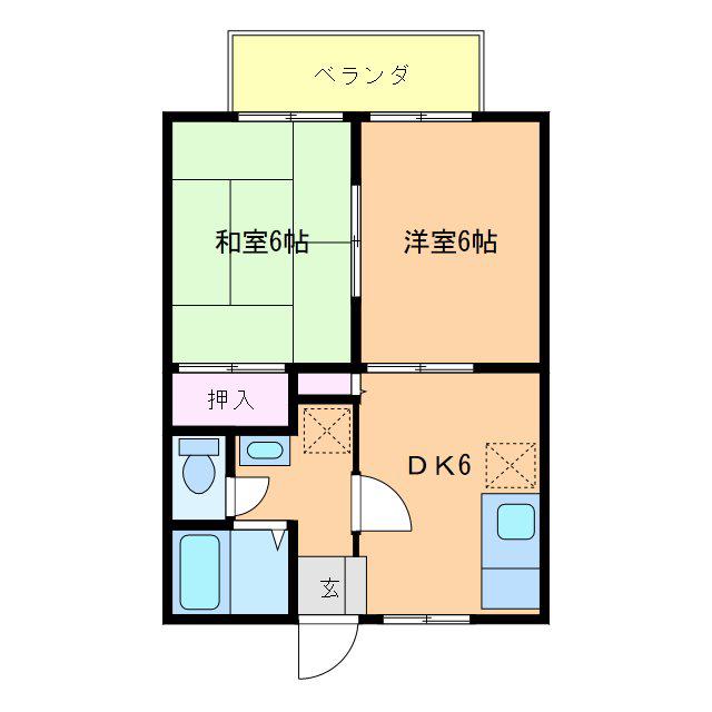 サンシティ(2DK/2階)の間取り写真
