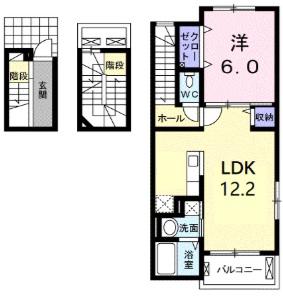 アイフレンド西原(1LDK/3階)の間取り写真