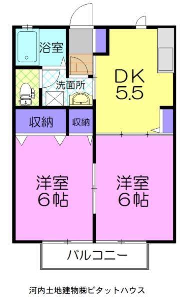 ラフォーレミュウ(2DK/2階)の間取り写真
