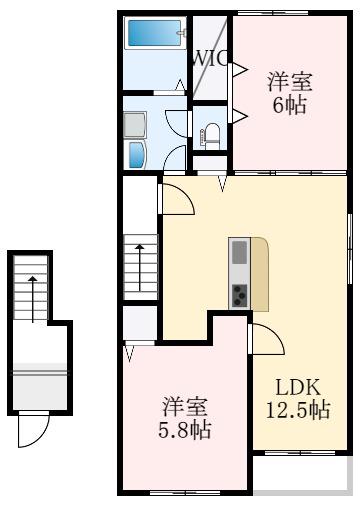 フリーデ・M(2LDK/2階)の間取り写真