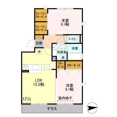 アローフィールドB(2LDK/1階)の間取り写真