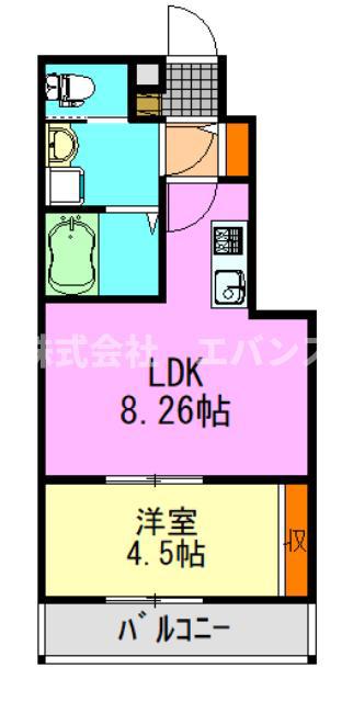 桜木北2丁目 長屋(1LDK/1階)の間取り写真