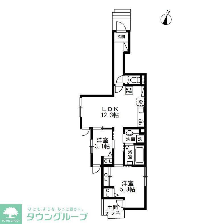 渋谷区本町HK0324 (2LDK/1階)の間取り写真