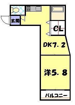 クレインコート東園(1DK/3階)の間取り写真