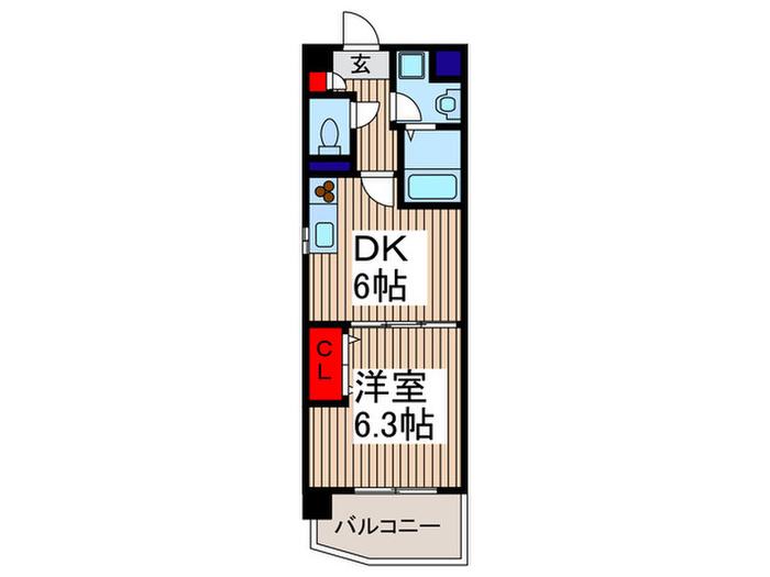 シェソワ鳩ケ谷(1DK/3階)の間取り写真
