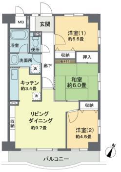 久が原ハイツ(3LDK/3階)の間取り写真