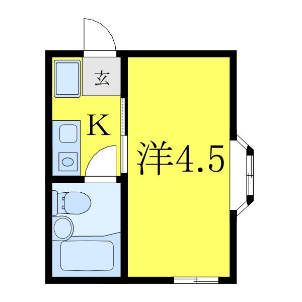ミ カーサ(1K/2階)の間取り写真