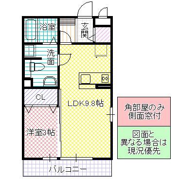 エスポワールB(1LDK/1階)の間取り写真