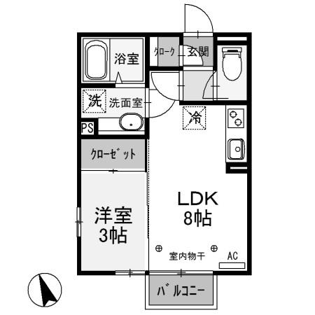 コンツェルト貝沢 A(1LDK/2階)の間取り写真