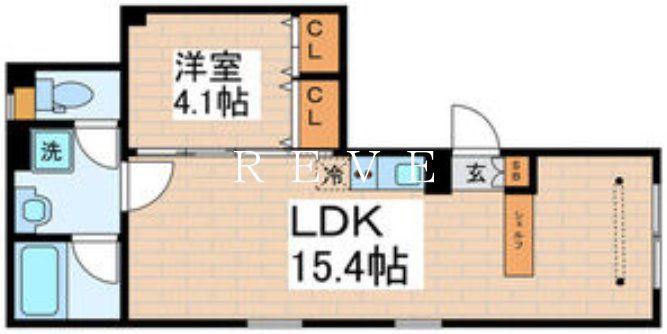 SKY RESIDENCE 新御徒町(1LDK/3階)の間取り写真