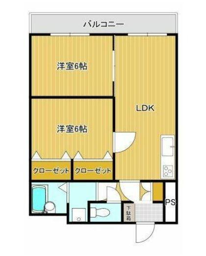 スカイコートけんとく町(2LDK/2階)の間取り写真