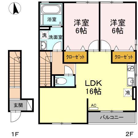 プロムナード07A(2LDK/2階)の間取り写真