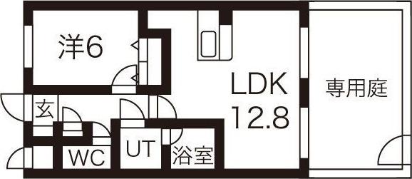 リヴェール月が丘(1LDK/1階)の間取り写真