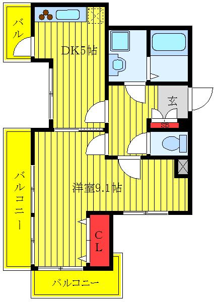クィーンズガーデン(1DK/3階)の間取り写真