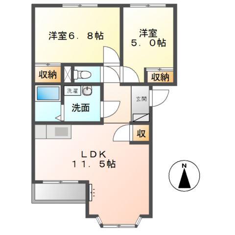 スィートジュノー(2LDK/2階)の間取り写真