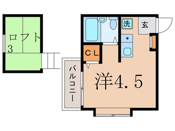キャッスルK(ワンルーム/2階)の間取り写真