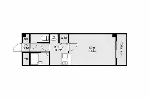カルムハイツ(1K/2階)の間取り写真
