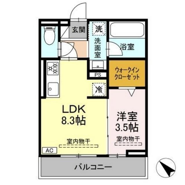 コート中田(1LDK/2階)の間取り写真
