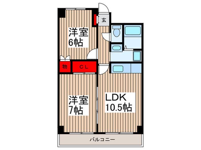 レジデンス綾(2LDK/2階)の間取り写真