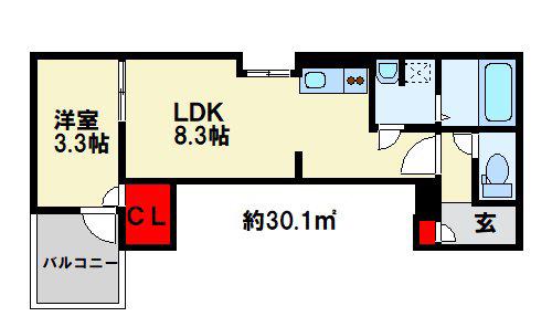 TIDY西小倉(1LDK/2階)の間取り写真