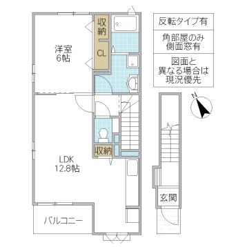 ヴィラ・ア・ラ・モードII A(1LDK/2階)の間取り写真