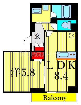 ノルデランテ篠崎(1LDK/3階)の間取り写真