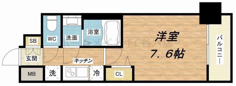 プランドール江戸堀レジデンス(1K/6階)の間取り写真