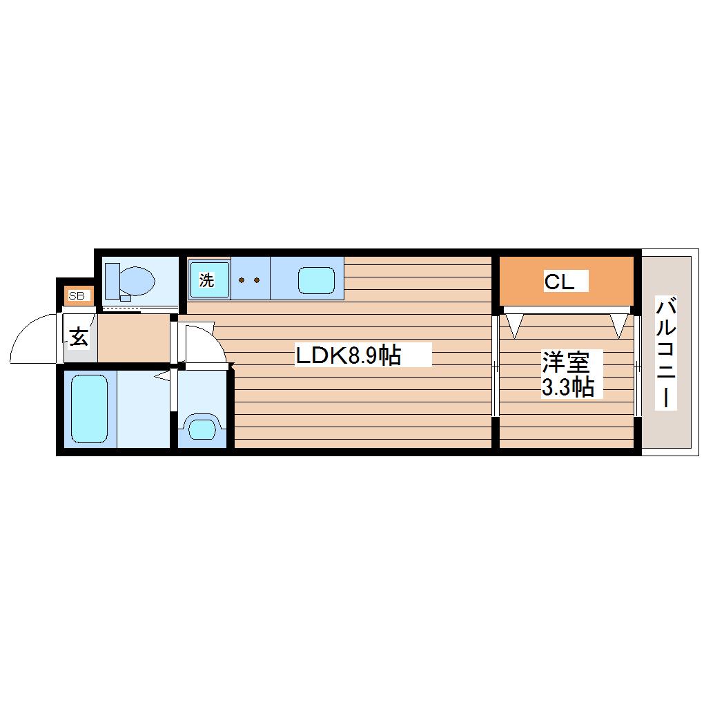ラフィーノ長町一丁目(1LDK/3階)の間取り写真