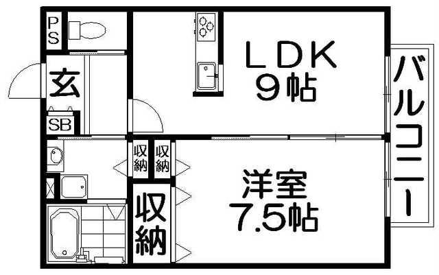 ジャンシアーヌII(1LDK/2階)の間取り写真