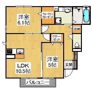 サン ハイム(2LDK/1階)の間取り写真