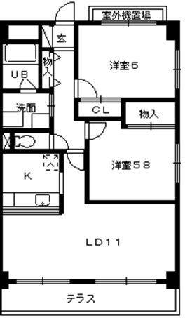 ラトゥール一社(2LDK/3階)の間取り写真
