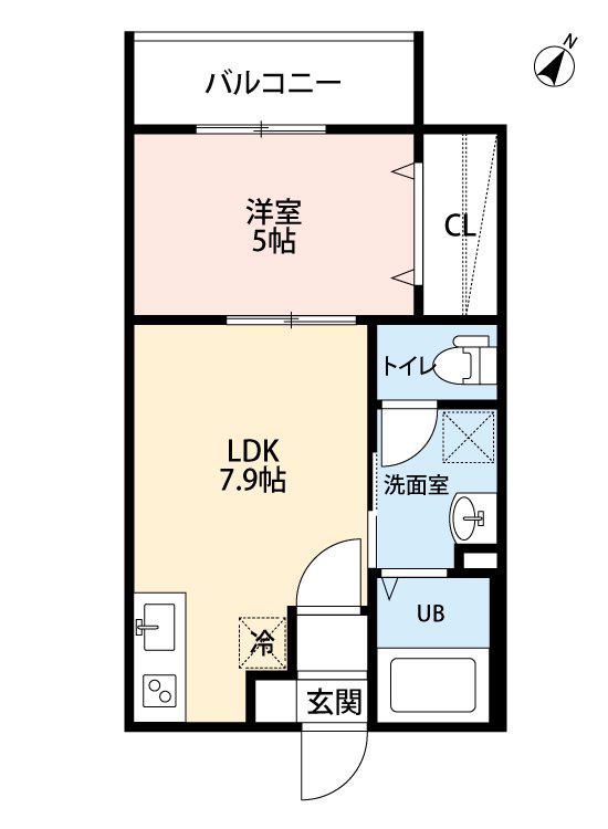 ウエストンヴィラ塩池(1LDK/2階)の間取り写真