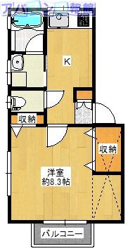 UI笹口(1K/1階)の間取り写真
