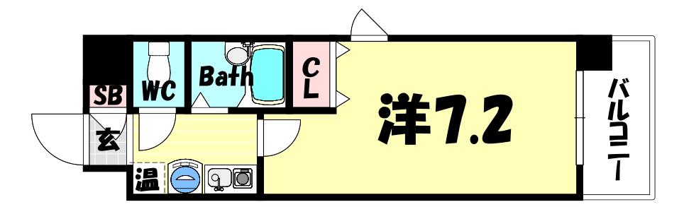 エスリード三宮(1K/4階)の間取り写真