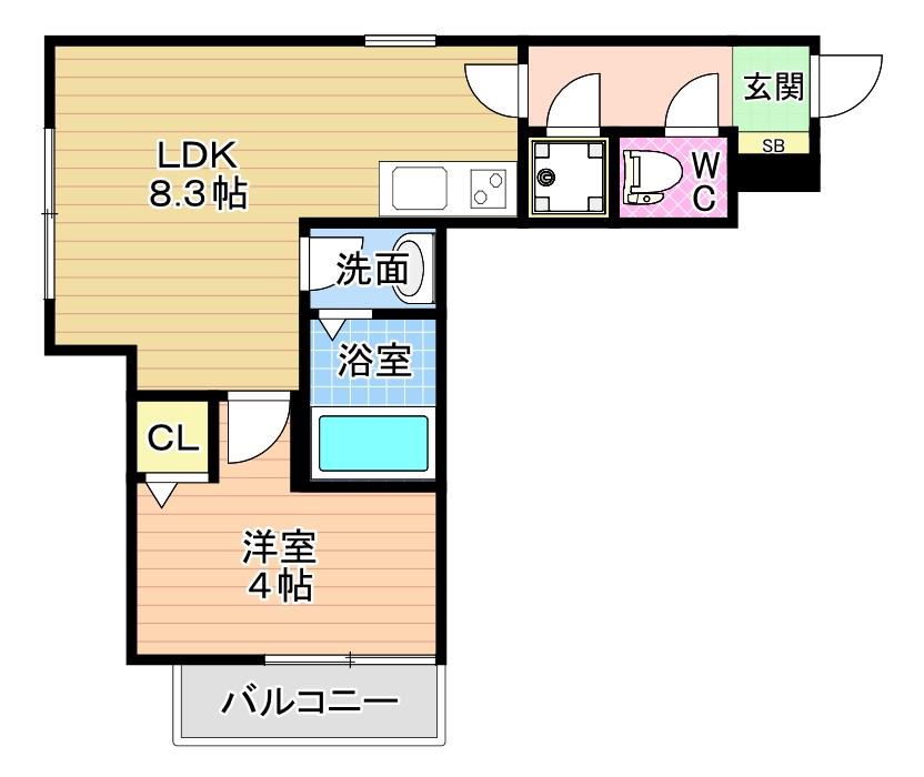 フロール・ド・セレッソII(1LDK/2階)の間取り写真