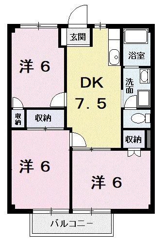サンライズ芳川(3DK/1階)の間取り写真
