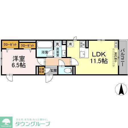 赤堤計画(1LDK/2階)の間取り写真