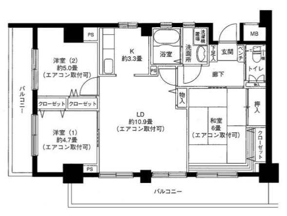 ポートヴィラ AK(3LDK/7階)の間取り写真