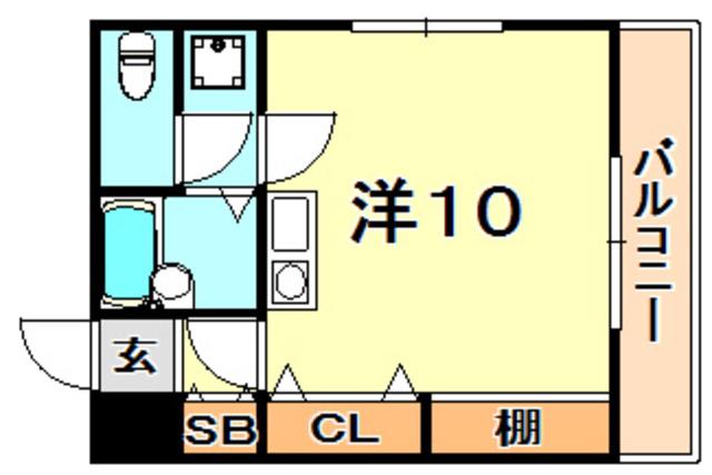 ハイツ如月(ワンルーム/3階)の間取り写真