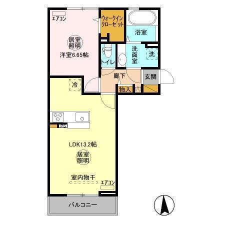 アセット木更津(1LDK/2階)の間取り写真