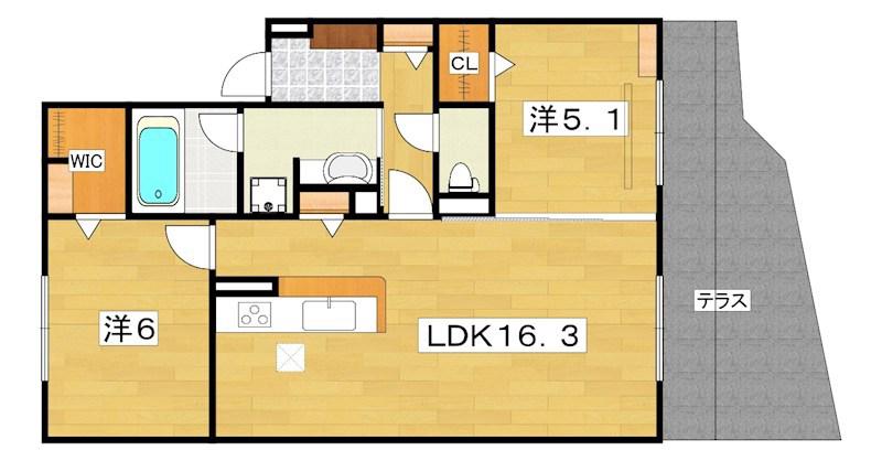 T-RESIDENCE楠葉(2LDK/1階)の間取り写真