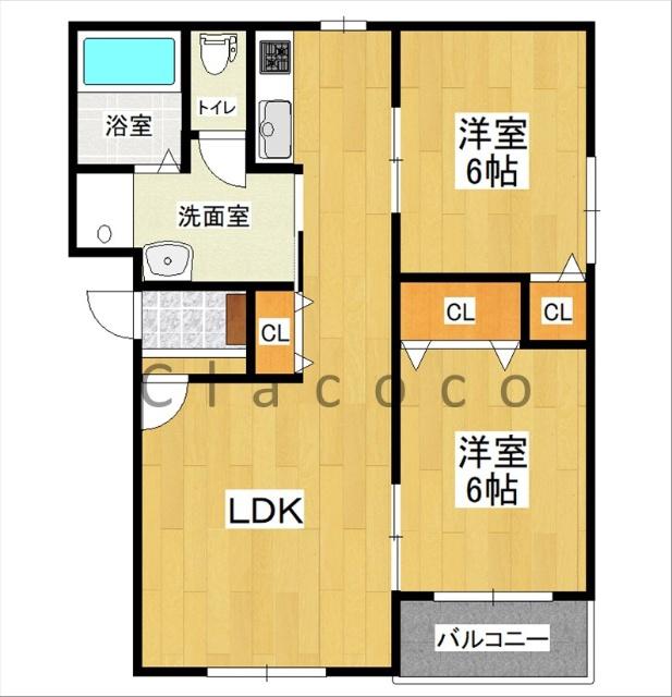 菊野屋弐番館(2LDK/2階)の間取り写真