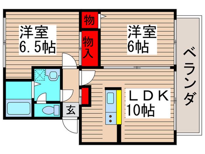 ネオグランドールA(2LDK/1階)の間取り写真