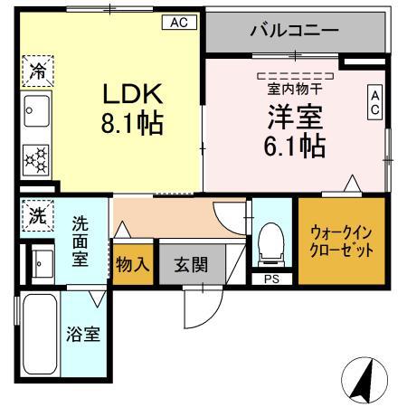 セレスティア柳森町(1LDK/2階)の間取り写真